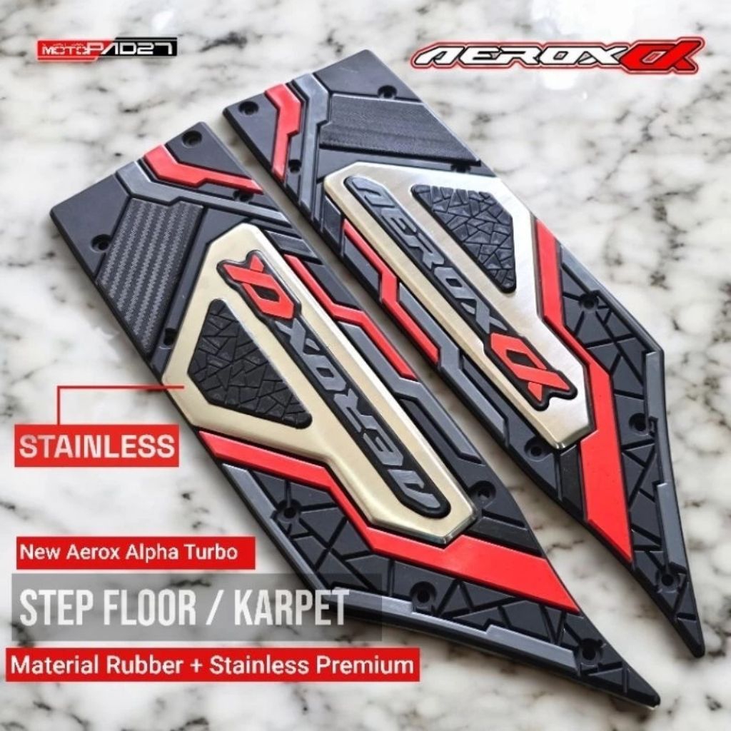 Aerox Alpha 2025 พรม Aerox Alpha 2025 รถจักรยานยนต์ Step ชั้น Yamaha Aerox Alpha 2025 ยาง Stainless 