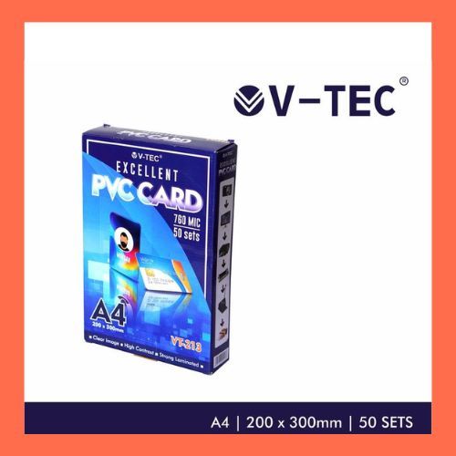 V-TEC PVC CARD A4 VT-213 1 กล่อง CONTAINS 50 แผ่น