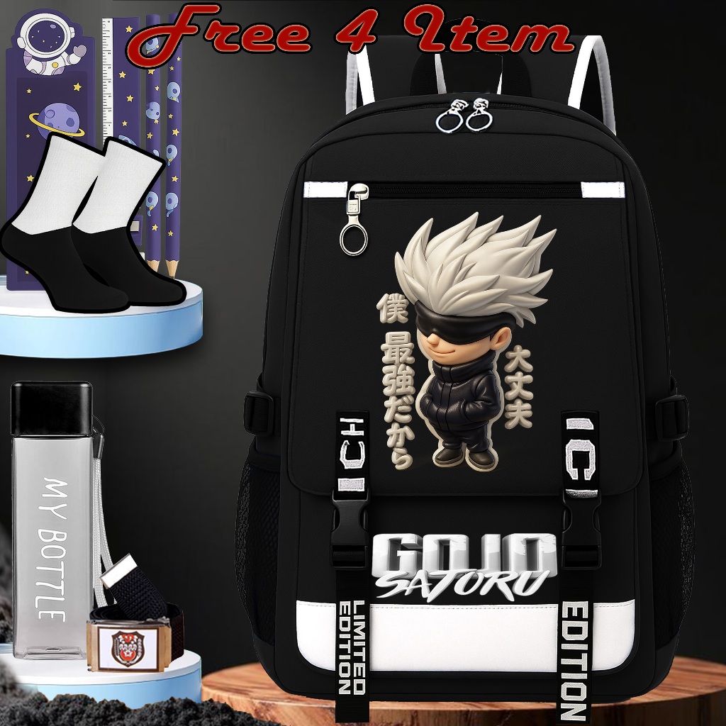 GTS - กระเป๋านักเรียนประถมสําหรับเด็กชายและเด็กหญิง jujutsu kaisen Gojo satoru, freefire & One Piece