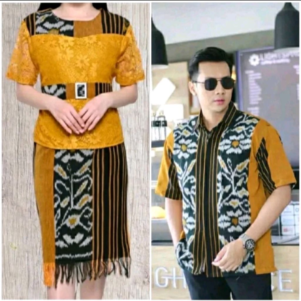 NEWEST COUPLE WOVEN WITH BRUCADE COMBINATION - ETHNIC WOVEN - เสื้อผ้าคริสต์มาส - เสื้อผ้าปาร์ตี้ - 