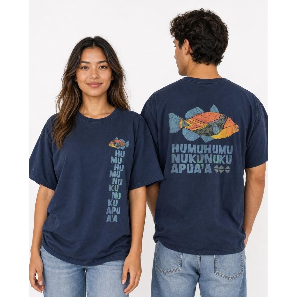 (เสื้อยืดแบรนด์) Vintage Crazy Shirts "Humunaukunukuapuaa" Y2k Hawaiian Graphic Tee XL