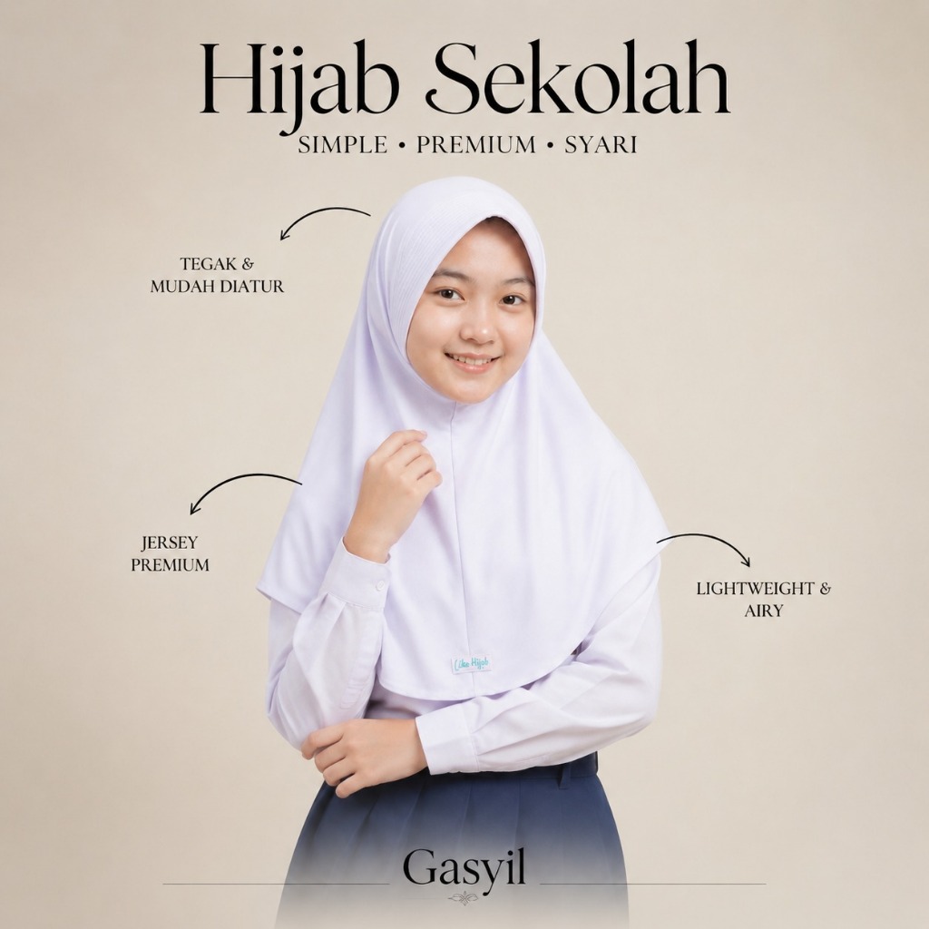 LIKEHIJAB - 99 Bergo Sport Childrens School Hijab Instant School Hijab Elementary School Middle Scho