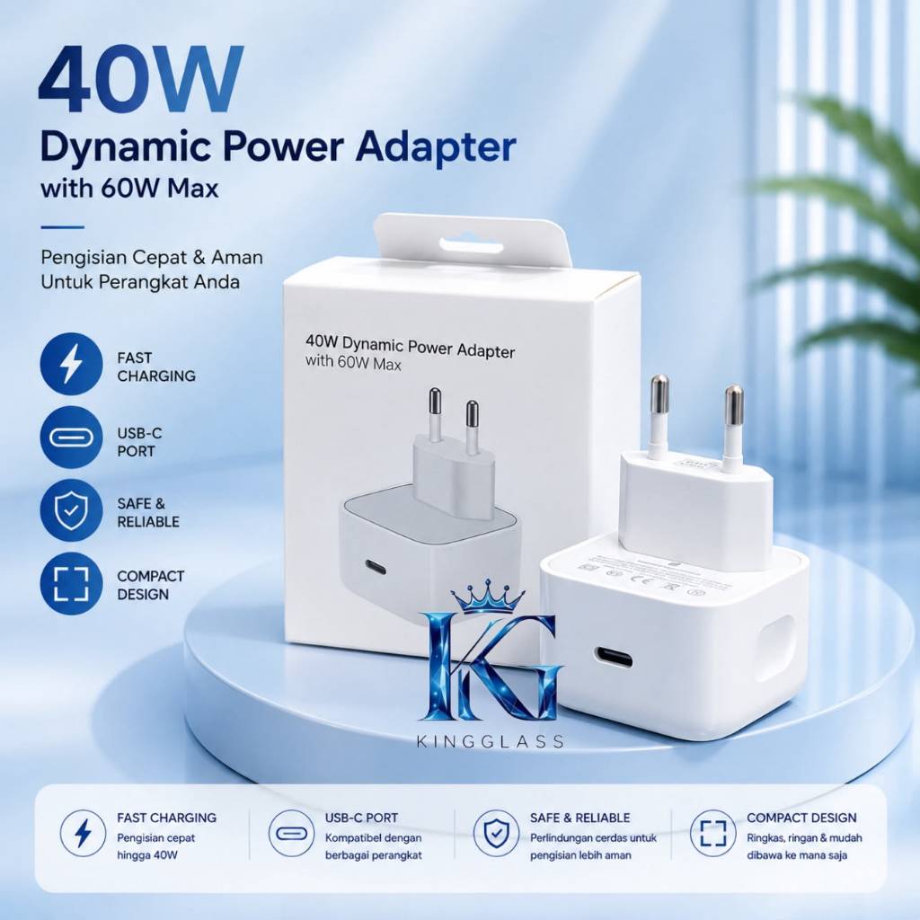 KG 40W GAN อะแดปเตอร์ไฟไดนามิก USB C เครื่องชาร์จชาร์จเร็ว PD [GLX]