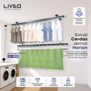 LIVEO Jemuran Lifting Baju Alumunium Liveo LV-690B / Jemuran Langit - langit Plafon Atap