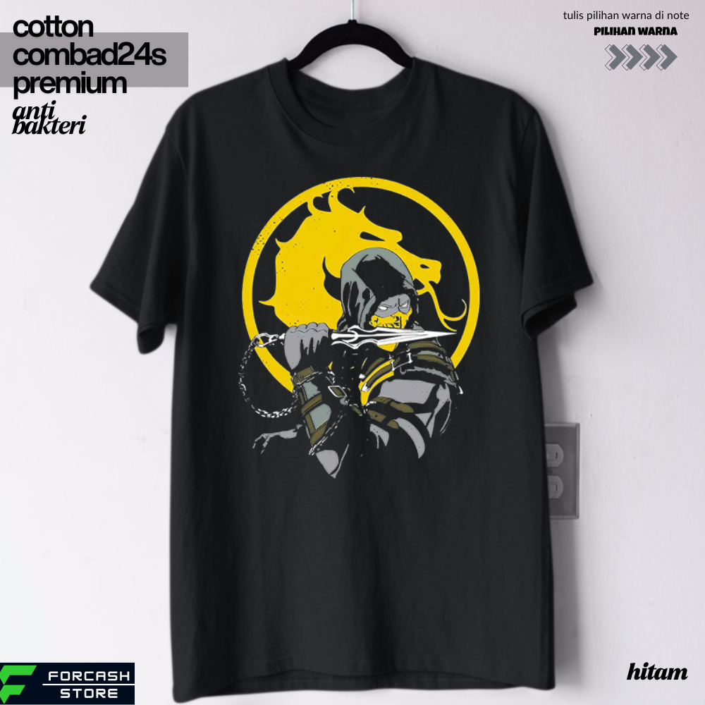 พรีเมี่ยม 24s Combed Cotton Mortal Combat Movie T-Shirt - Anti-Stretch & Thick Solid Black S-7XL Big