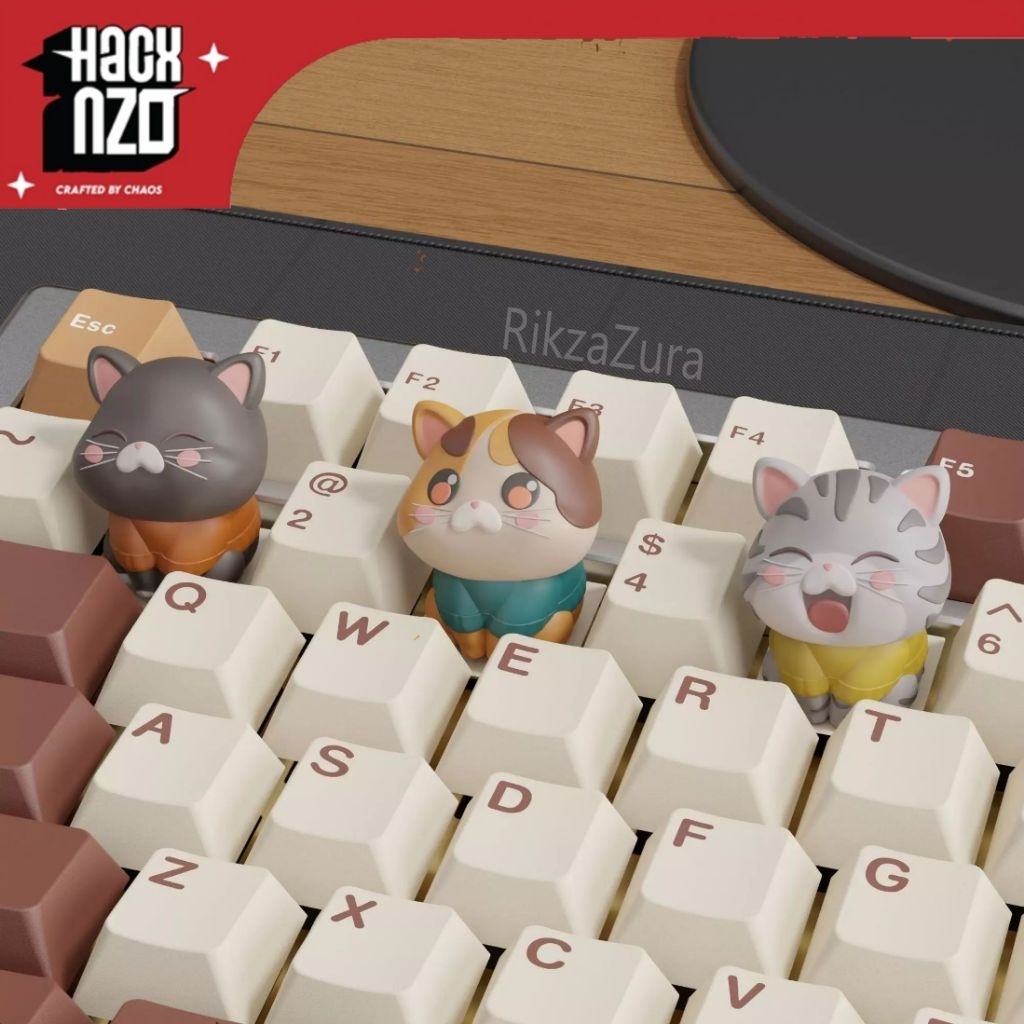 Cute Cat Artisan Keycap – Handmade Resin Mechanical Keyboard Keycap – Kawaii Kitty Keyboard Keycap –