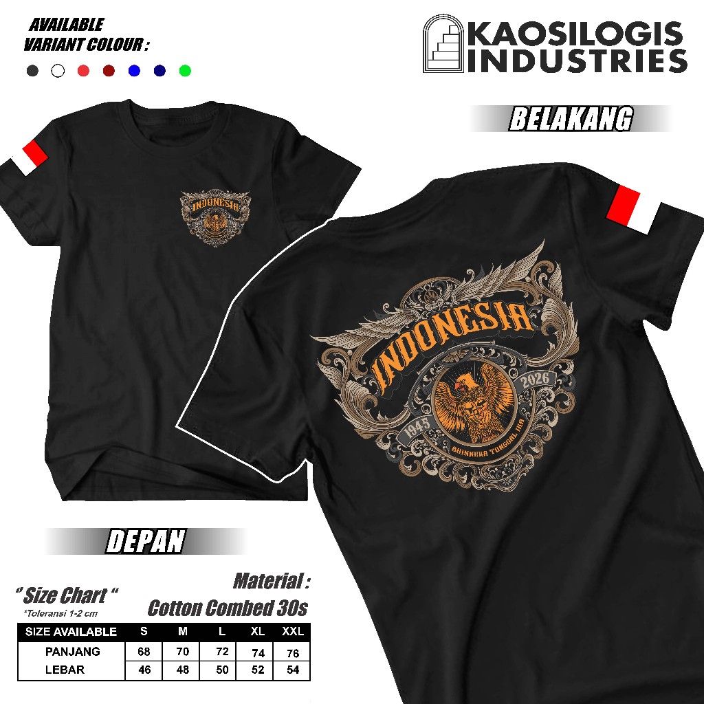 Hut Ri 81 เสื้อยืดใหม่ Ika Single Bhinneka Design 2026 Cotton Combed 30s NC DTF Screen Printing Kaos