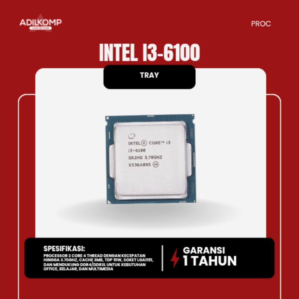 PROCCESOR INTEL I3 6100 TRAY