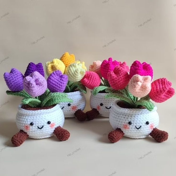 JELLY cat ทิวลิป/หม้อ เจลลี่ แมว ทิวลิป ถัก