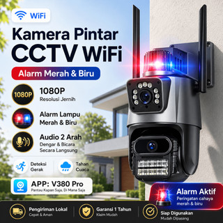 V380 Camera CCTV 8MP Dual Lens Outdoor Kamera Wifi Outdoor Waterproof Auto Tracking 360 Derajat Camera Alarm Cahaya