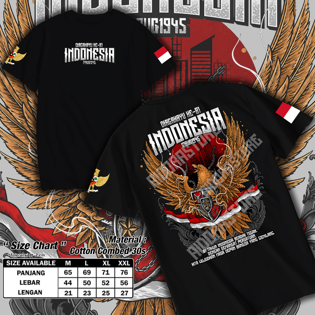 AIDORASTORE เสื้อยืด INDEPENDENCE AUGUST 17TH-81 V-5 TSHIRT INDONESIAN CLOTHES AUGUST 17 2026 ผู้ใหญ