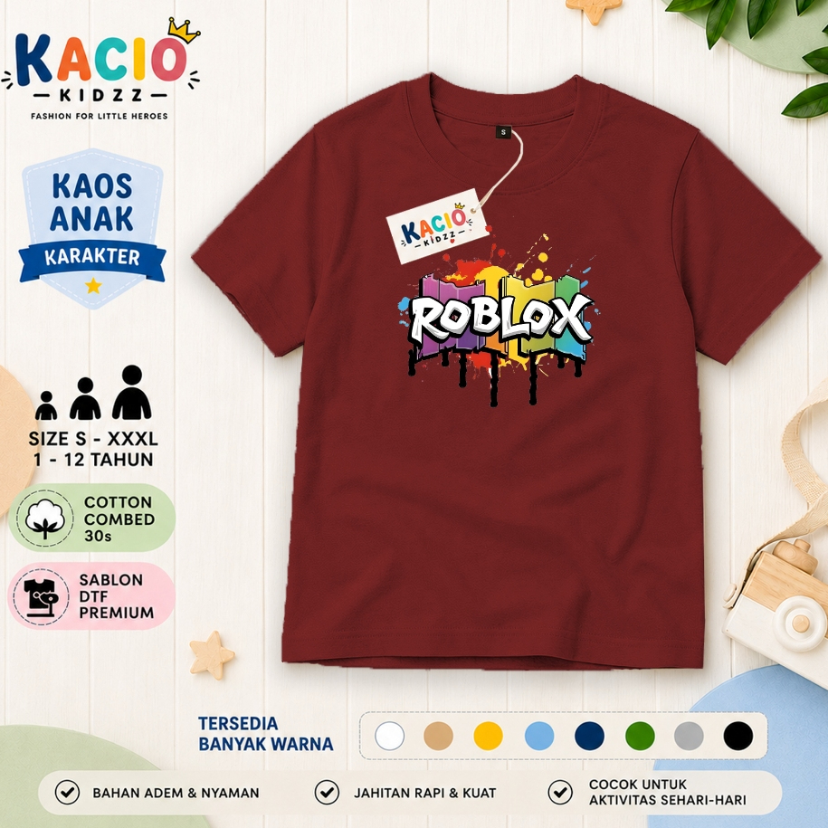Kacio.Kidzz เสื้อยืดเด็ก Distro Premium Cotton Combed 30s Unisex ชายหญิง Cool สบายอายุ 1-12 ปีหลายสี