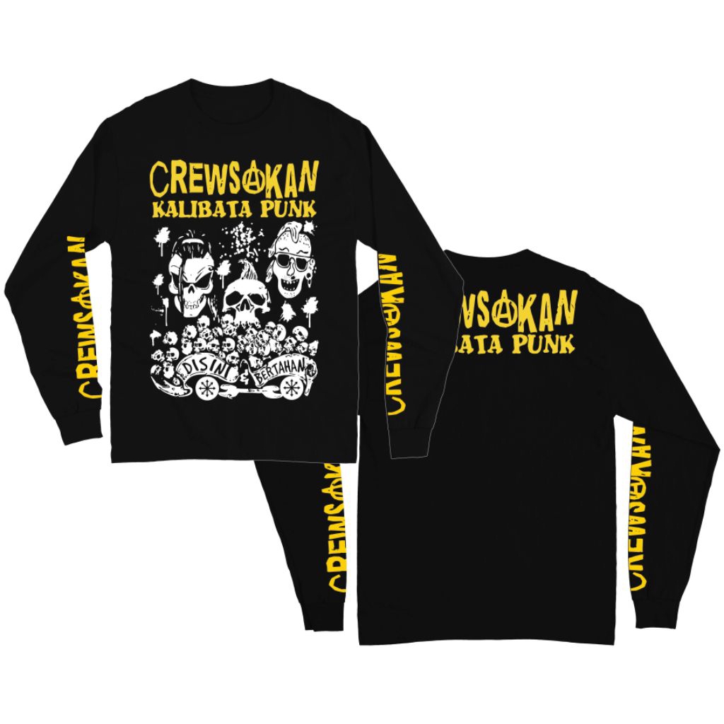 Crewskan Long Sleeve Punk Band T-Shirt - Kalibata Punk black