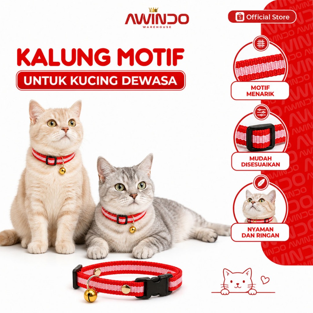 AWINDO AESTTHETIC NECKLACE K44 - สร้อยคอกระดิ่งริบบิ้นคอสุนัขแมวระดับพรีเมียม