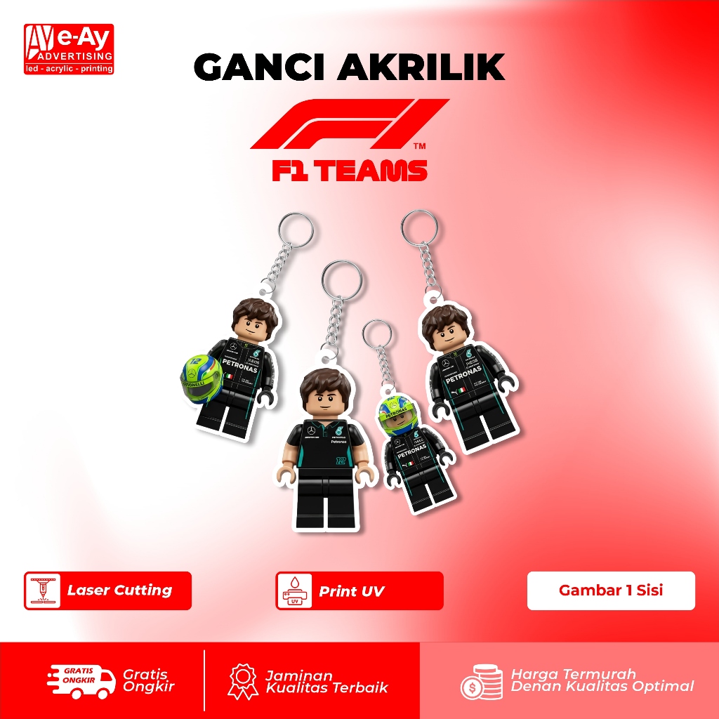 พวงกุญแจอะคริลิคระดับพรีเมียม ทนทาน – ไดร์เวอร์ F1 Lego Edition Kimi Antonelli Mercedes | เอยาดอร์ตี