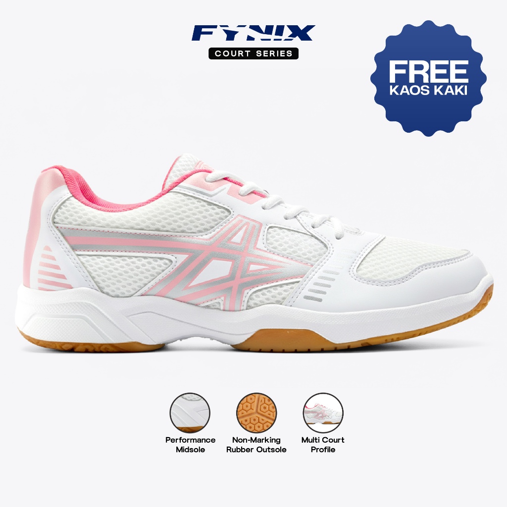 Oriza x Fynix Womens Shoes - Badminton Padel Tennis White Pink SM Star Original Size 36-40