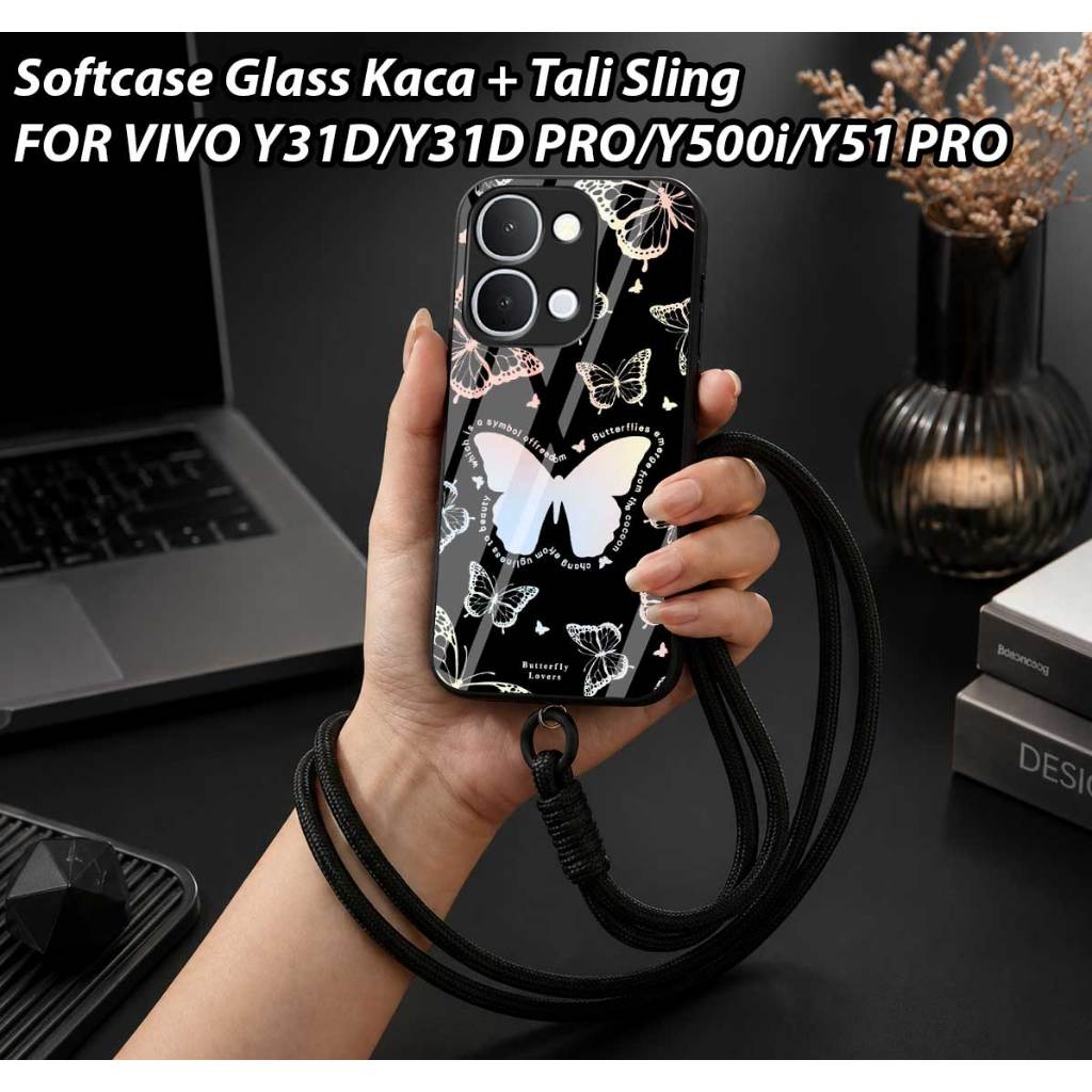 HP CASE + SLING STRAP สําหรับ VIVO Y31D/Y31D PRO/Y500i/Y51 PRO [M420] GLASS SOFTCASE + SLING STRAP ส