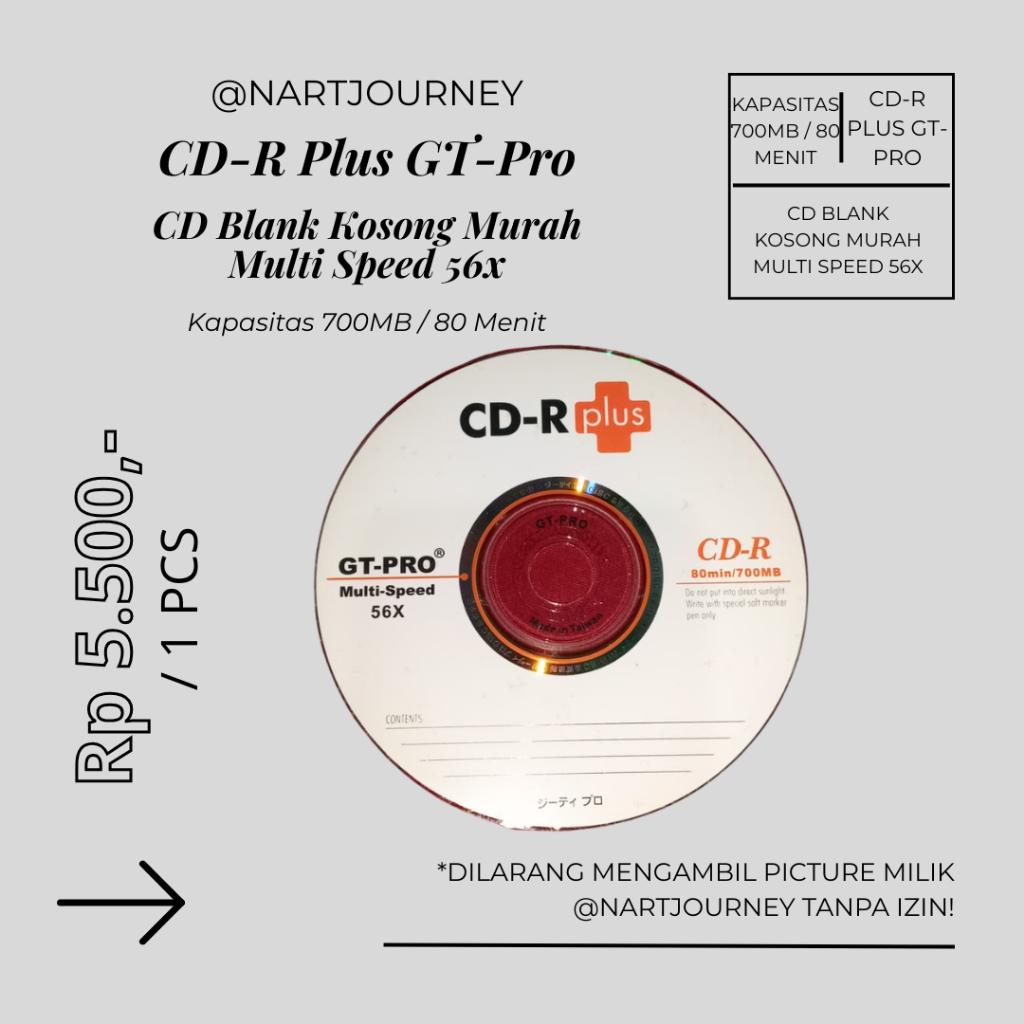 CD-R Plus GT-Pro CD Blank Multi Speed 56x ความจุ 700MB/80Minute