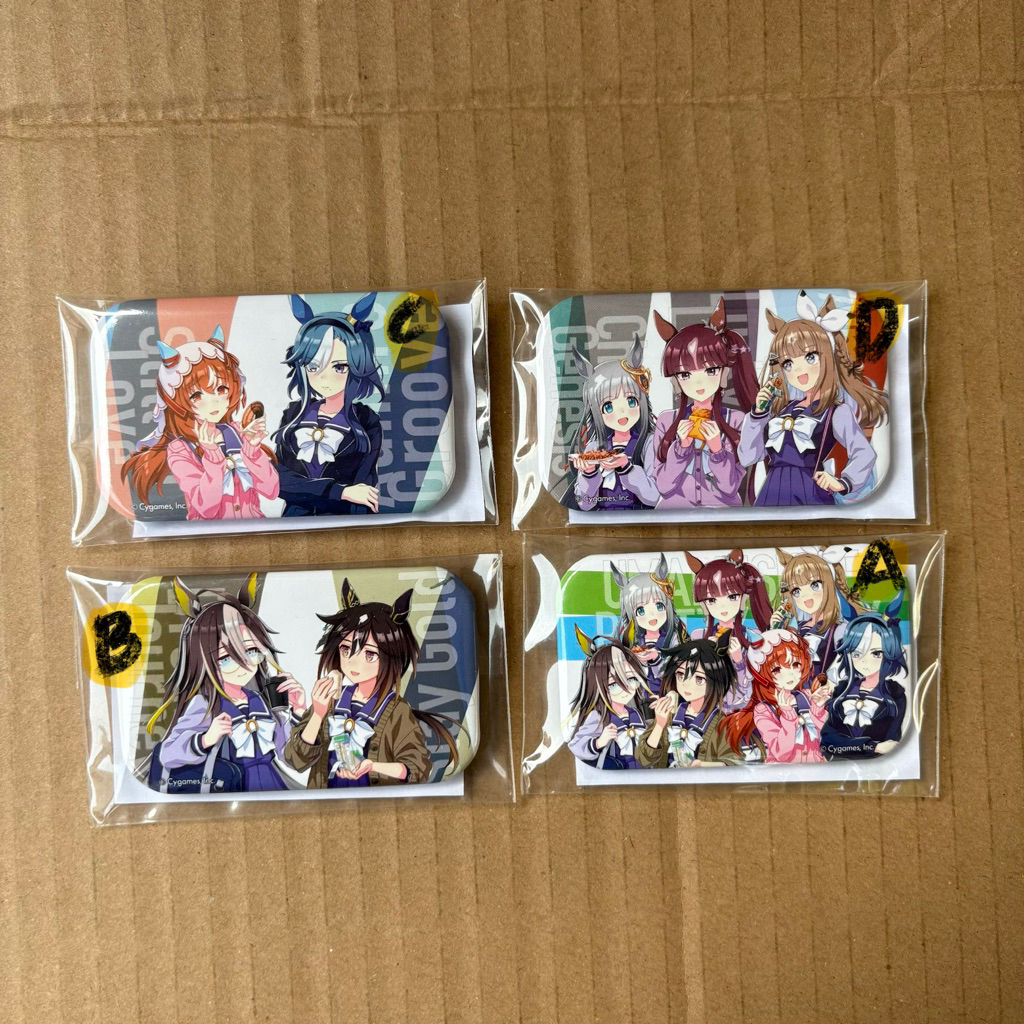 เข็มกลัดป้าย Uma Musume x FamilyMart Dream Journey, Stay Gold, Still in Love, Admire Groove, Chrono 