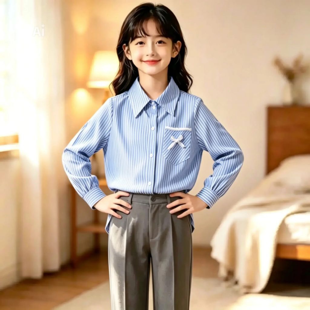 KEMEJA GIRLS STRIPE SHIRT 2-10 ปี GIRLS STRIPE SHIRT BLOUSE