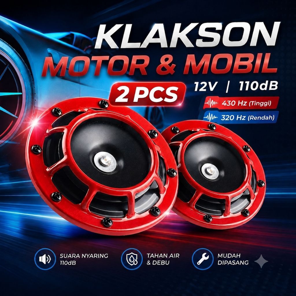 HELLA ไฟฟ้ารถรถจักรยานยนต์ฮอร์น Super Loud แตรรถ 12V 110dB 430Hz 2 PCS - HL12