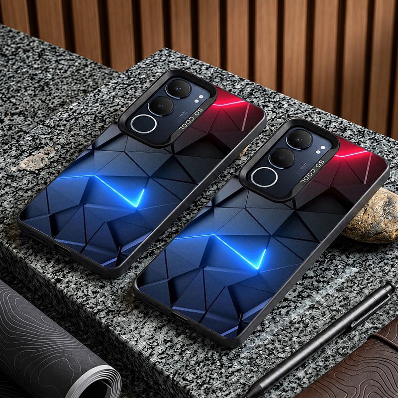 Softcase IMD Black Motif Exshsagon Minimalist Premium ป้องกัน HP สําหรับ Vivo V40 50 V60 Lite Y02 Y0