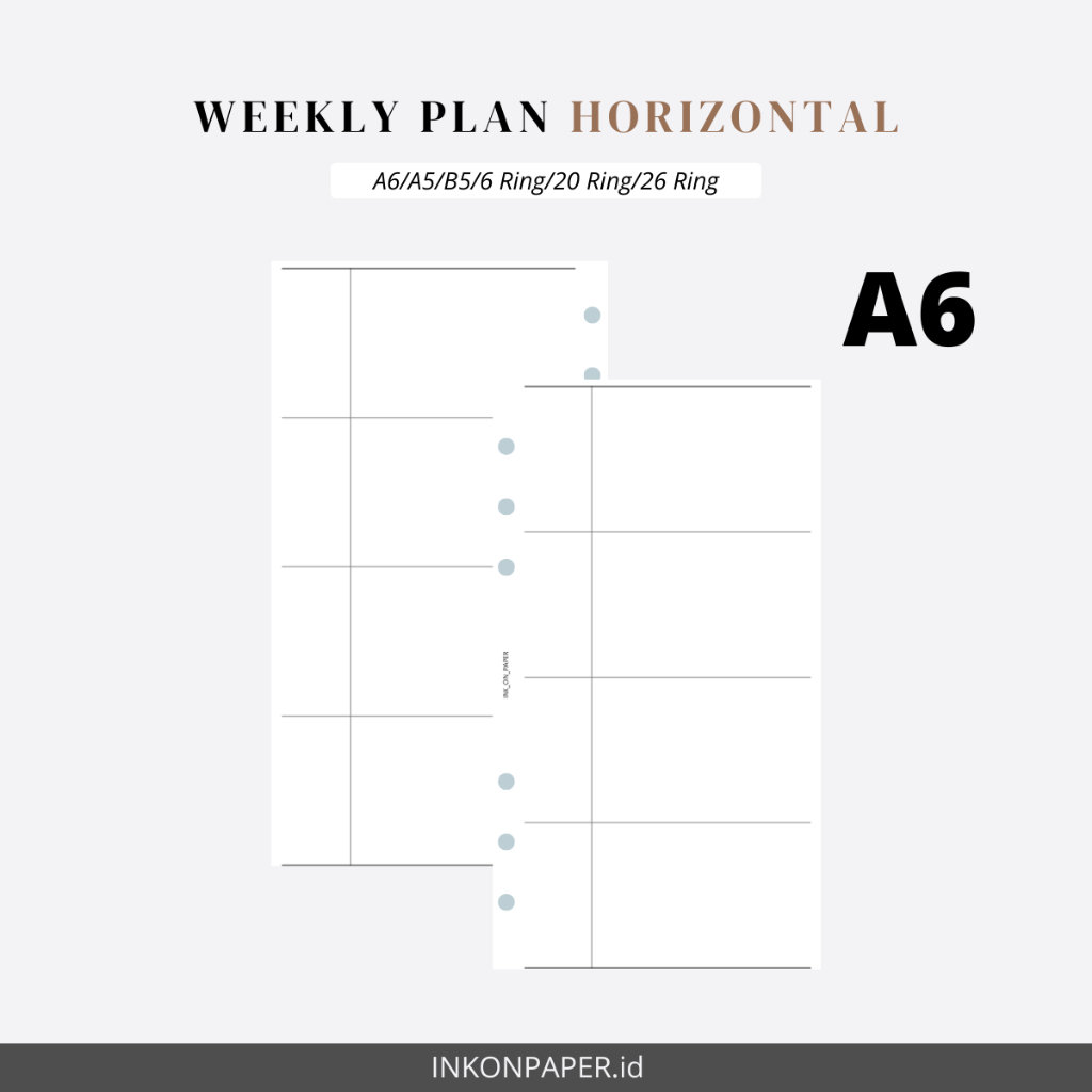 A6 - Simple Weekly Planner, Weekly Planner แนวนอน, Journal, Weekly Journal [PAPER เท่านั้น] โดย INKO