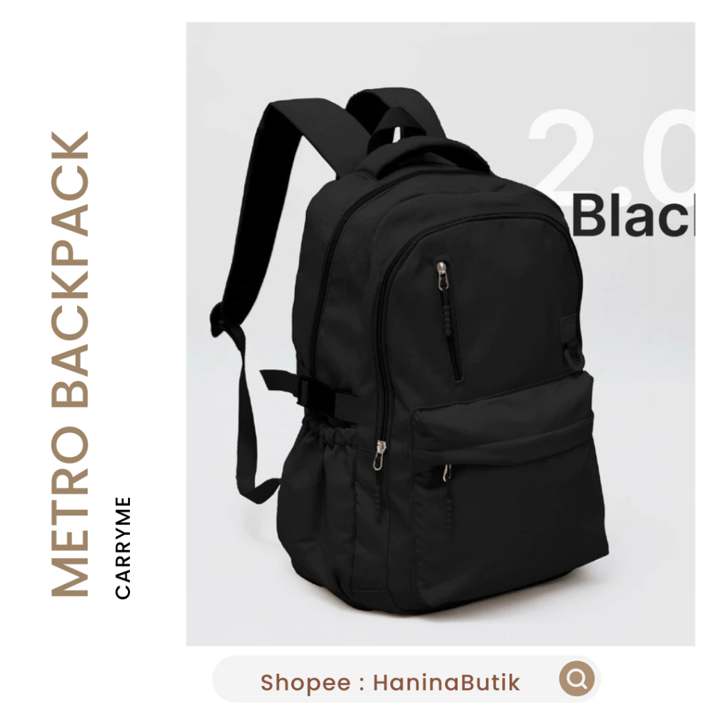 METRO BACKPACK 2.0 BLACK BACKPACK by CARRYME | พกฉัน