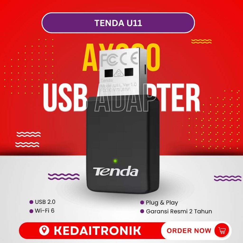 Tenda U11 AX900 Dual band WiFi 6 อะแดปเตอร์ USB ไร้สายกําลังสูง