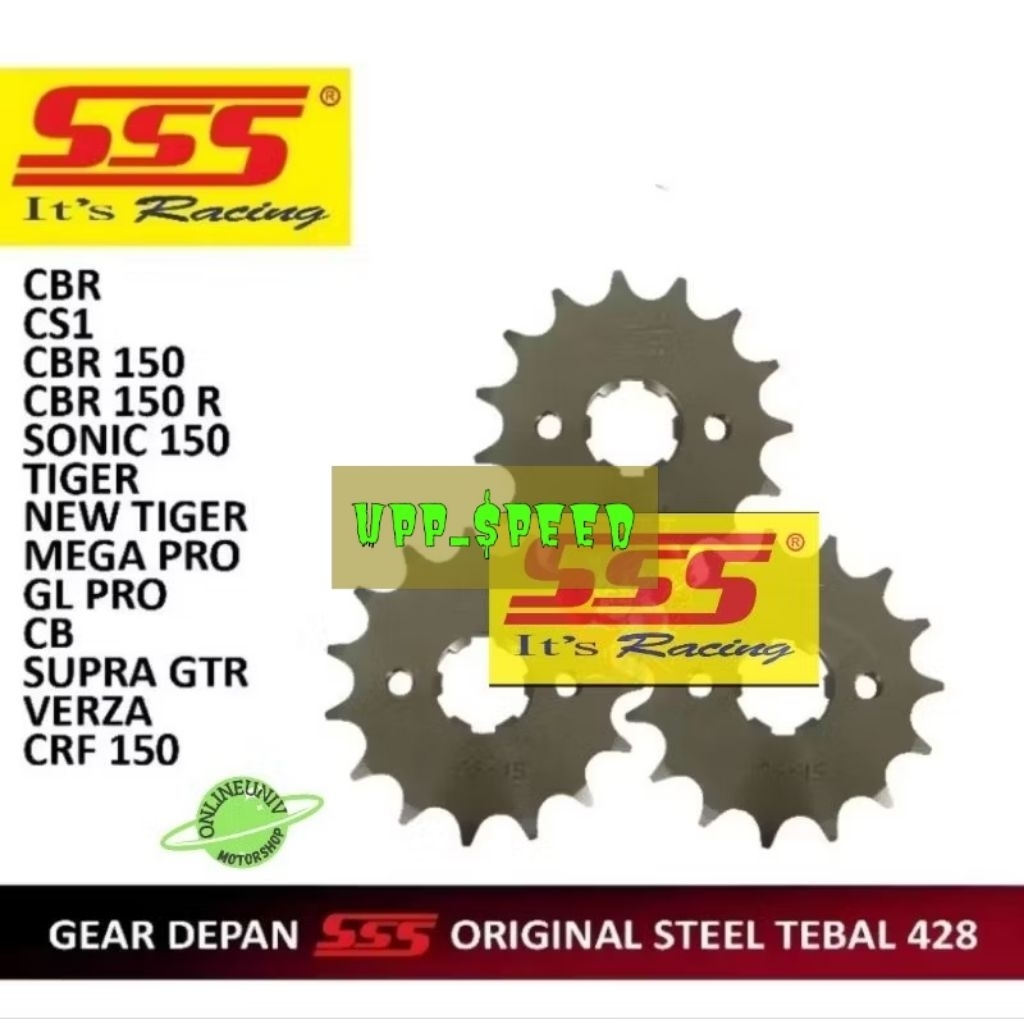 เกียร์หน้า SSS 415-428 UK.MEGA PRO, SONIC 150, TIGER, SUPRA GTR, VERSA, CRF250, CBR ETC.