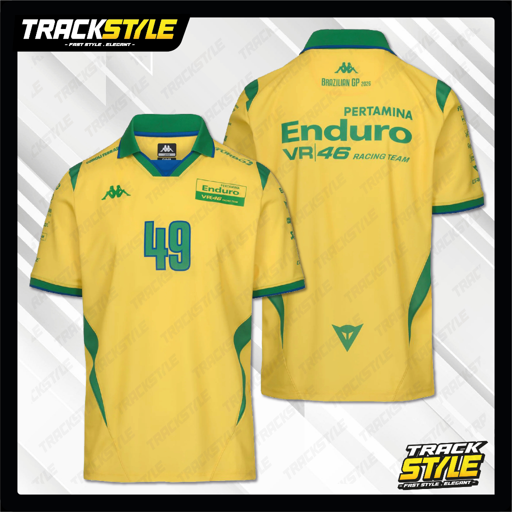 TrackStyle เสื้อโปโล Pertamina Enduro VR46 Racing Team Brazil GP เสื้อคุณภาพพรีเมี่ยม