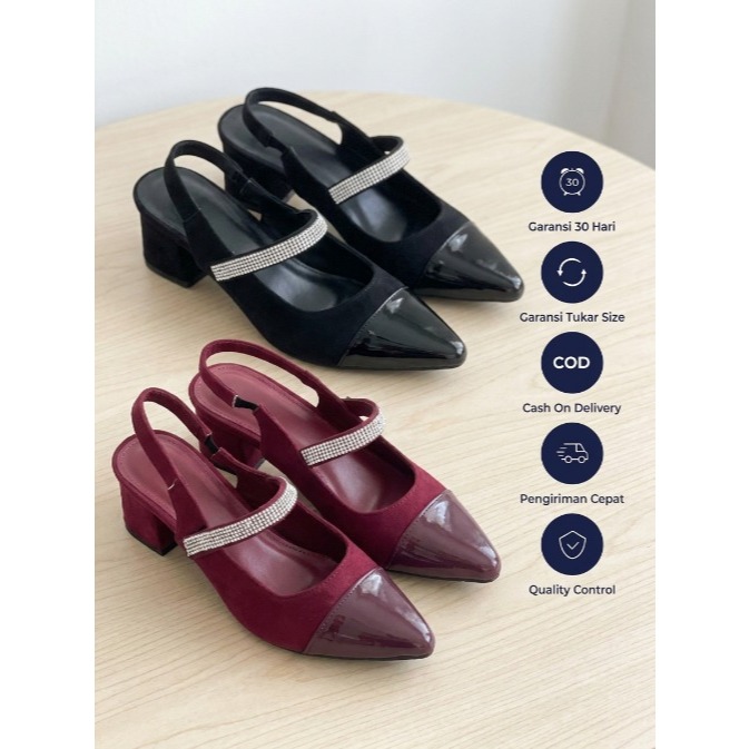 SHOESSY Regina รองเท้าส้นสูงผู้หญิง Sparkly Rhinestones แนวโน้ม 5 ซม. (รองเท้าแตะอัญมณีผู้หญิง)