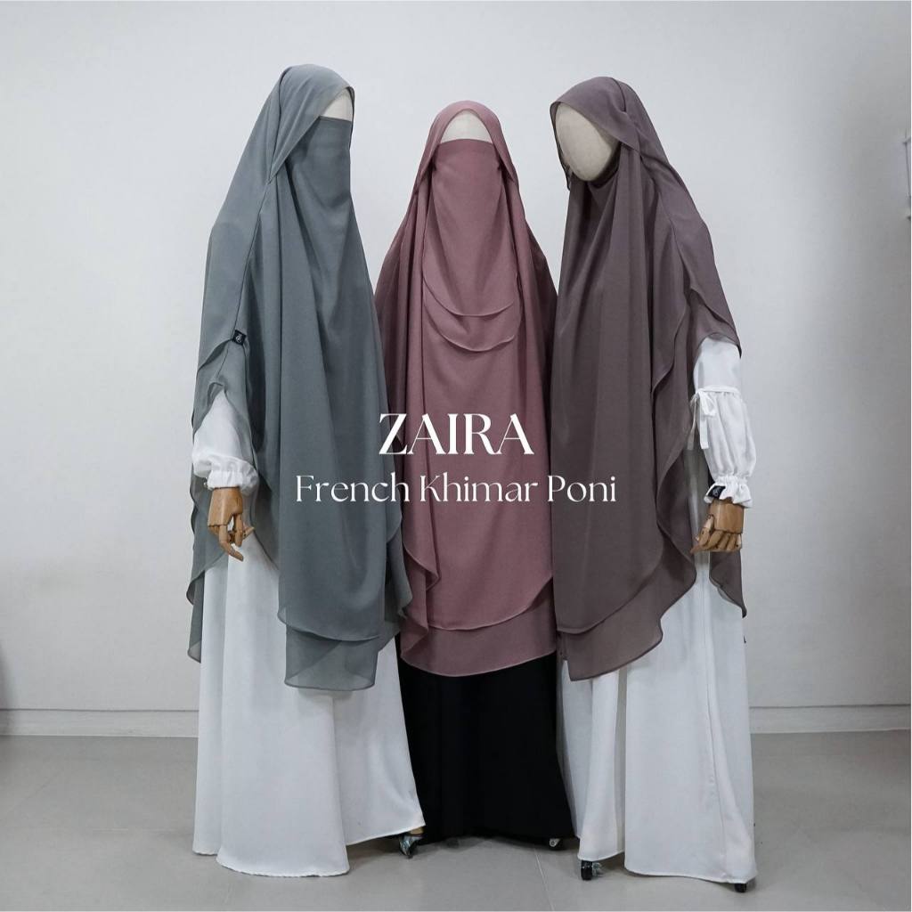 ZURI - ZAIRA FK PONI CERUTY MATERIAL FRENCH KHIMAR 2 ชั้นฟรี CADDAR TALI