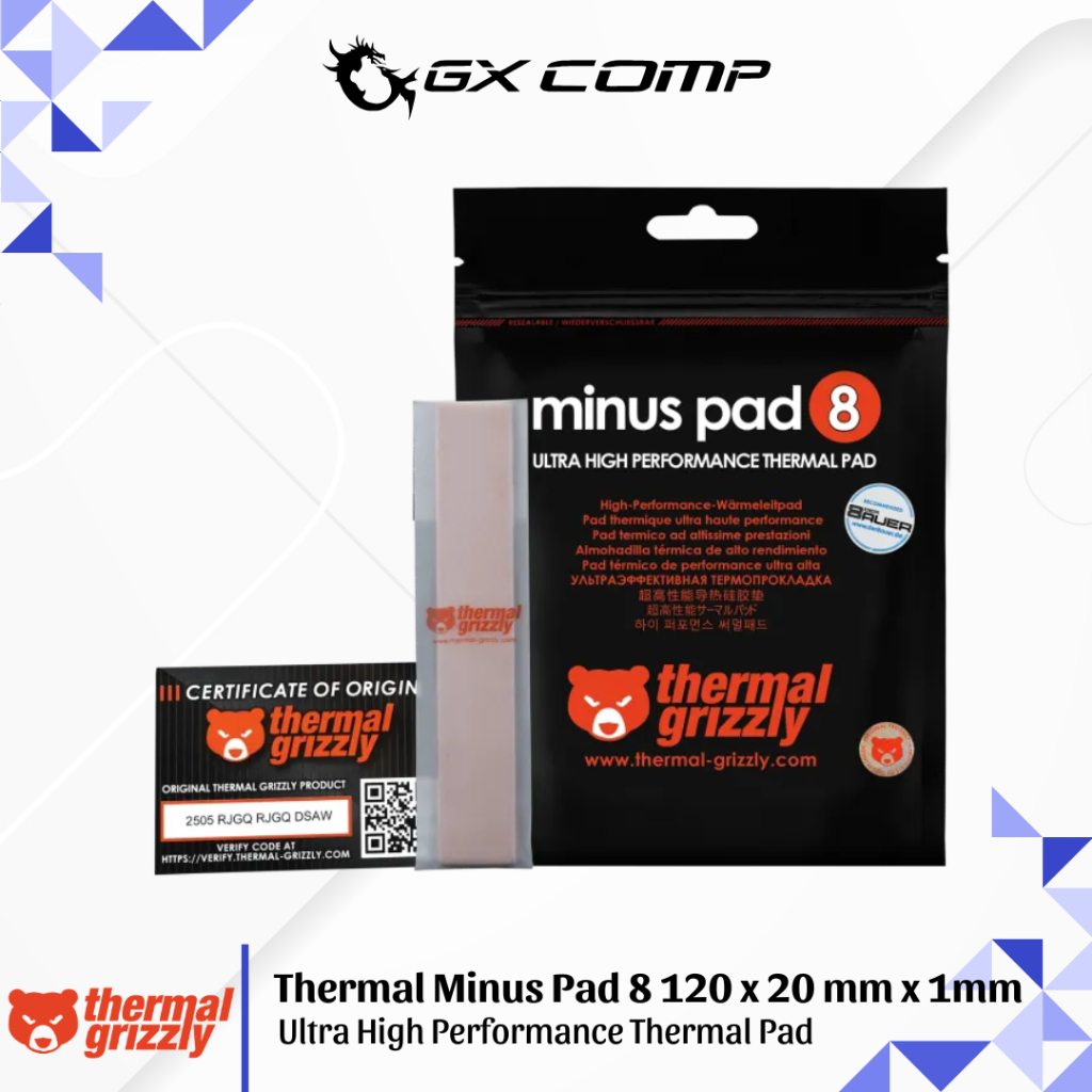 Thermal Grizzly Minus Pad 8 Ultra High Performance Thermal Pad 120x20x1mm