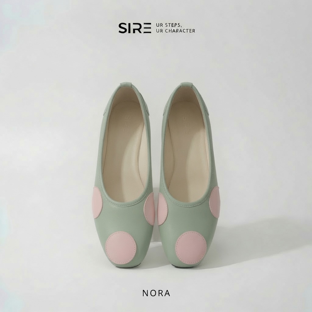 SIRE - รองเท้าส้นแบนผู้หญิง Nora Polka Dot Series หนังสังเคราะห์กันลื่นสบาย