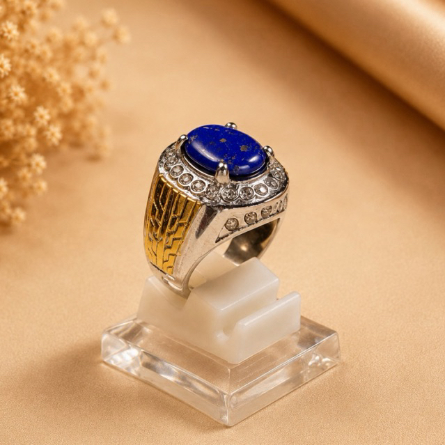 แหวนอาเกต Lapis Lazuli ธรรมชาติ | สแตนเลส | แหวนผู้ชาย