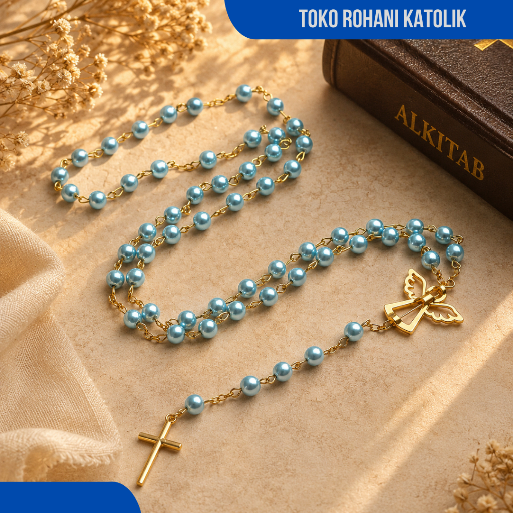 CATHOLIC ROSARY PEARL ANGEL / ROSARY NECKLACERY / KONTAS / ROSARY ของแท้