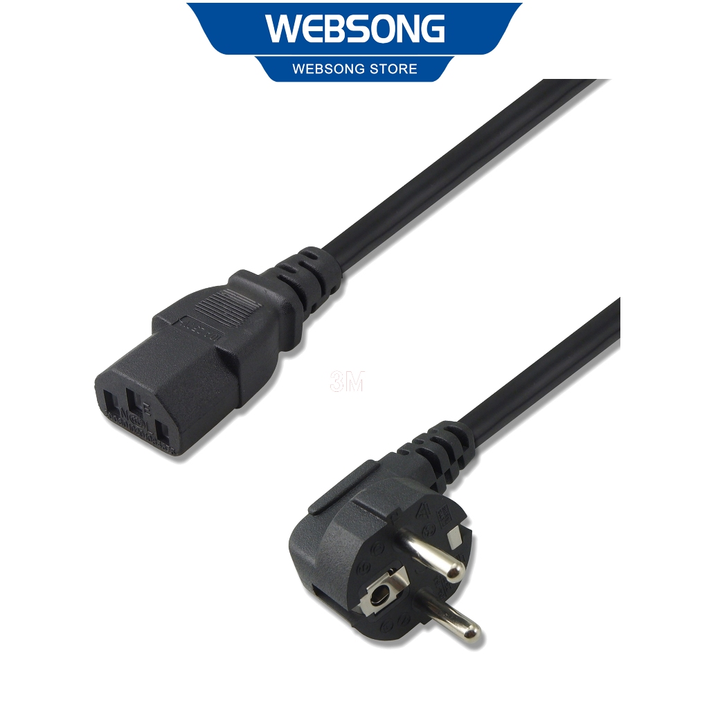 เดสก์ท็อป CPU สายไฟ C13 ถึง EU 1.8M 3M 5M 3x1mm OD7.0 250V 10A WEBSONG