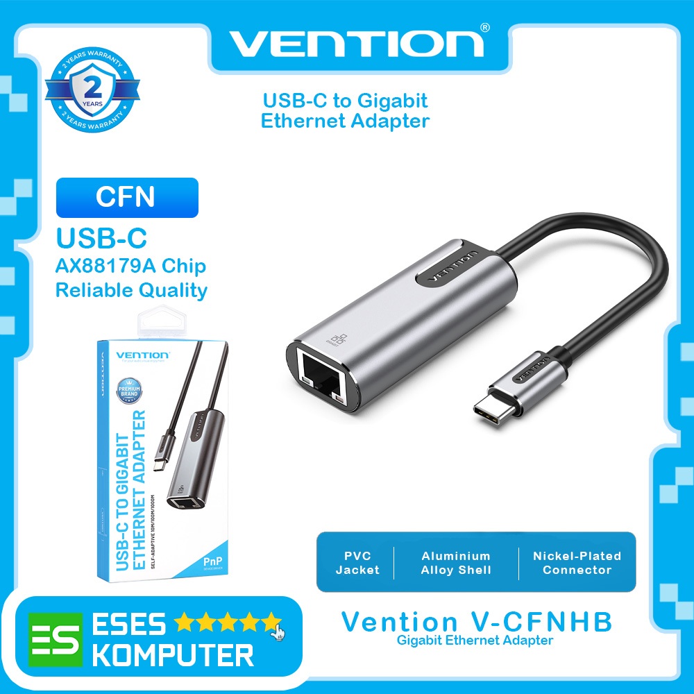 Lan Adapter Vention V-CFNHB Type-C เป็น Gigabit Ethernet Adapter