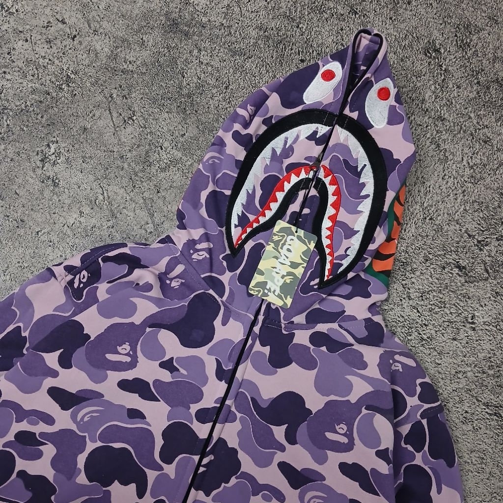 Bape shark Lilac Casual Trandy Zipper Hoodie