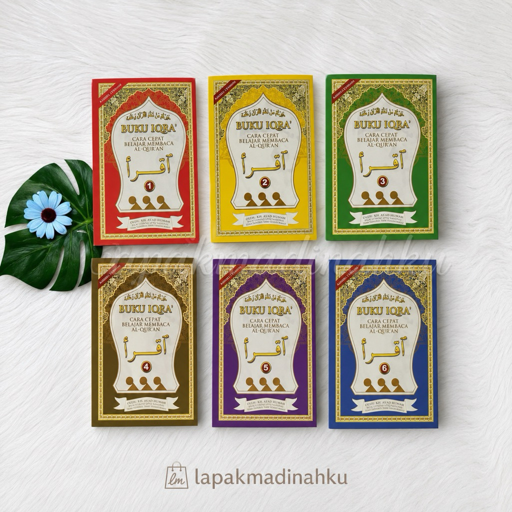 หนังสือ Iqro - สมบูรณ์ Iqra - 1 ชุด 6 เล่ม - การเรียนรู้การหดตัวของคุรานเด็ก - RASM UTSMANI Original