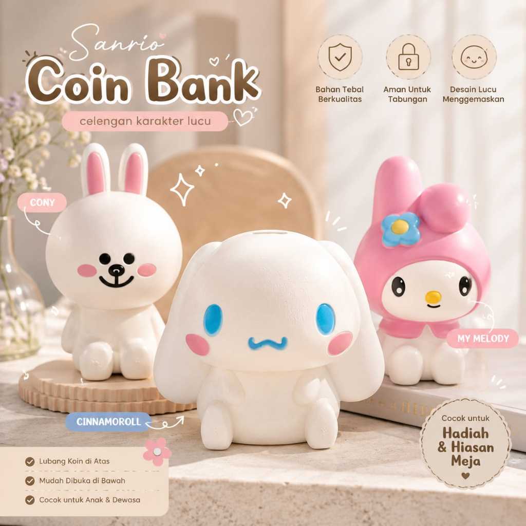 Melody Piggy Bank Cony Piggy Bank Cinamoroll Piggy Bank กระปุกออมสินเครื่องดับเพลิง