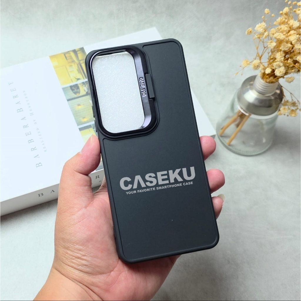Vivo V50 Vivo V50 Lite Softcase Macaron Black Stand Ring Camera Case