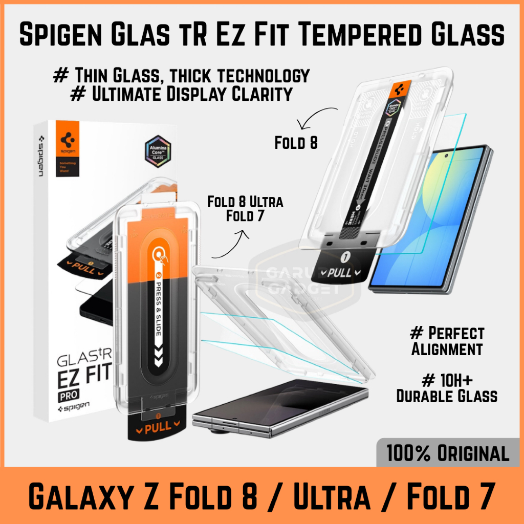กระจกนิรภัย Samsung Galaxy Z Fold 8 Ultra Fold 7 Spigen Glas tR EZ Fit Pro ปกป้องหน้าจอ Clear Anti-Scratch Glass ต้นฉบับใหม่