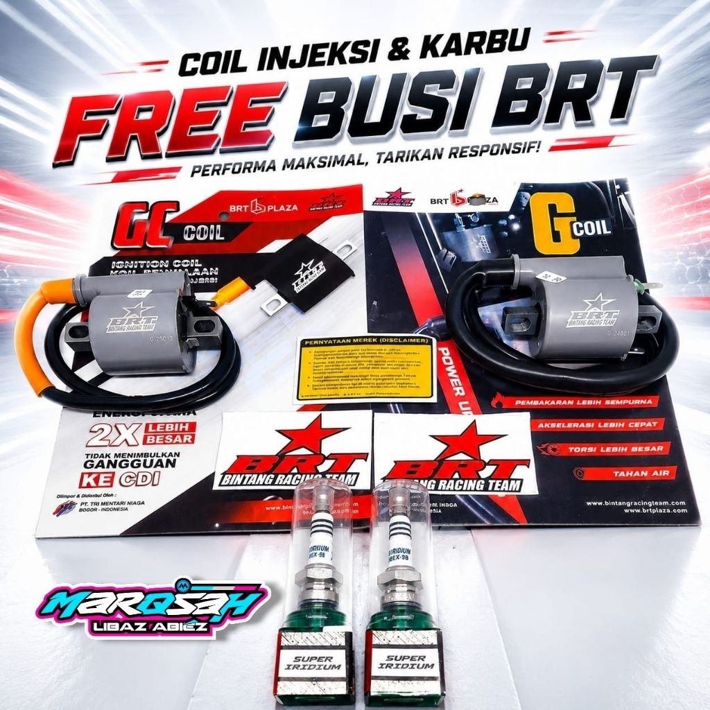 UNIVERSAL MOTORCYCLE SPARK PLUG COIL CARBON & INJECTION BRT ฟรี BRT SPARK PLUG