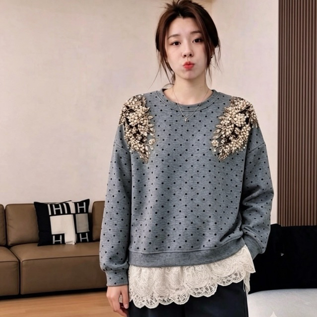 PEARLY POLKADOT LACE BLOUSE