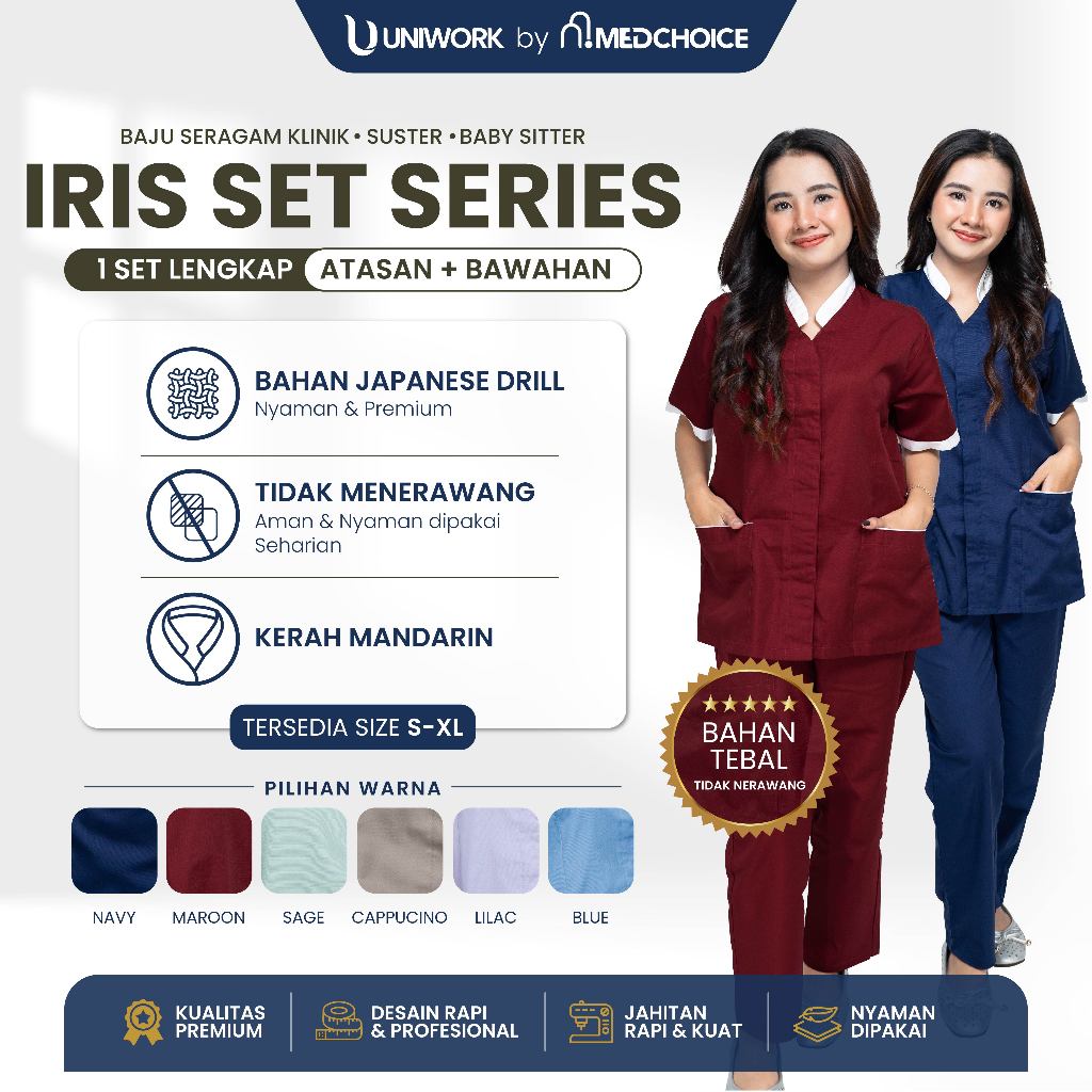 [Uniwork] Iris Nurse Uniform / Jumbo Babysitter Uniform / Big Size Babysitter Uniform / Nanny Unifor