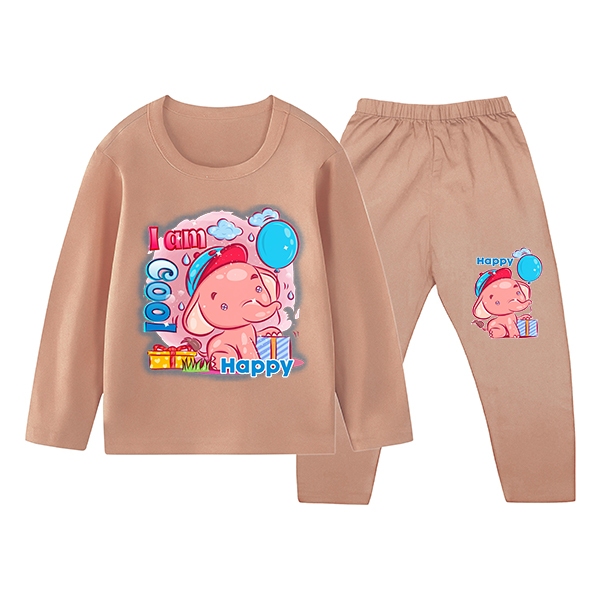 Happy I Am Cool Elephant ชุดนอนเด็กชุดสบายทนทาน 1-10 ปี 1331