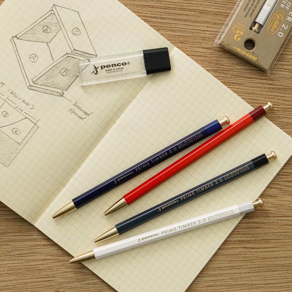 HighTide Penco Prime Timberland Brass 2mm Mechanical Pencil Wood Premium Mechanical Pencil Original 