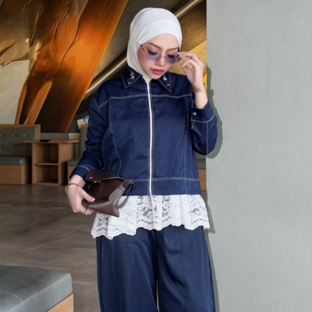 HAGOO SORA DENIM JACKET ผู้หญิง TOP OUTER DENIM ZIPPER